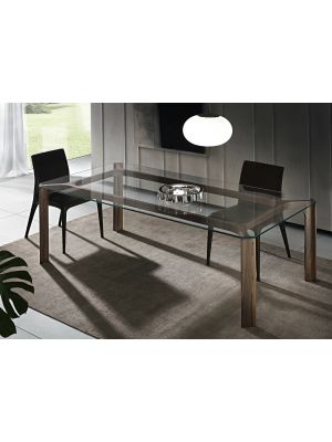 Young Dining Table Wooden Legs Glass Top by Pacini & Cappellini Sales Online