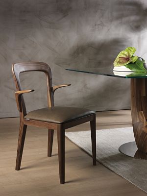 Gaya B Chair with Armrests Wooden Structure Upholstered Seat by Pacini & Cappellini Sales Online
