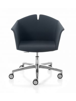 Kuad with Castors desk chair die-cast aluminum base fabric seat by Kastel buy online