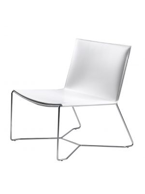 Matt Lounge chair steel base thick leather seat by Montina online sales on www.sedie.design