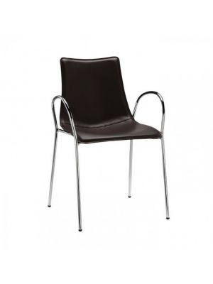 Zebra Pop 2645 sedia con braccioli struttura in acciaio seduta in cuoio di Scab vendita online