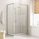 Crystal Duo 2-Pivot-Doors Corner Shower Enclosure Anodized Aluminum and Glass Structure by SedieDesign Sales Online