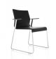 Stick Skid Chair by Icf For Office Top Quality - Black Leather