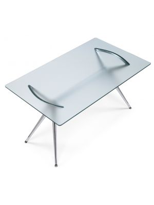 Metropolis 140x85 Table Steel Base Glass Top by Scab Online Sales