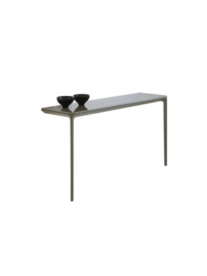 Sales Online Slim 2 Legs Consolle Aluminum Legs Tempered Glass Top by Sovet.