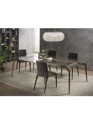Hope table wooden bases glass top by Pacini & Cappellini online sales