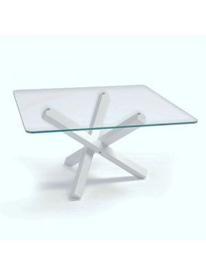 Aikido Square Dining Table Whit Tempered Clear Glass top Sovet
