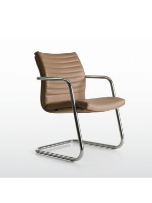 Aurora Sled Waiting Chair Metal Frame Leather Seat by Quinti Online Sales