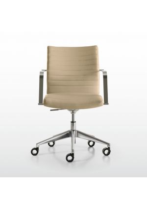 Aurora Low Desk Chair Aluminum Base Leather Seat by Quinti Online Sales