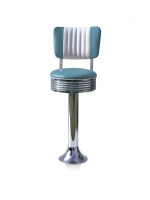 BS-27CB American Diner Stool Chromed Steel Structure Seat and Backrest Coated with Ecoleather by Bel Air Buy Online
