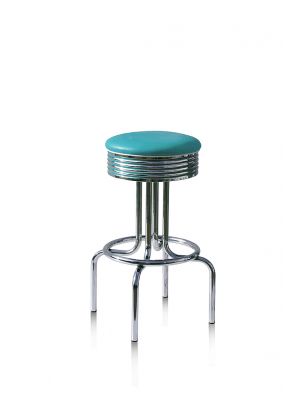 BS-28-77 Retro Stool Chromed Steel Structure Ecoleather Seat by Bel Air Sales Online