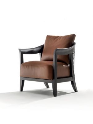 Cody Luxury Armchair Leather Seat Wood Structure by Longhi Online Sales