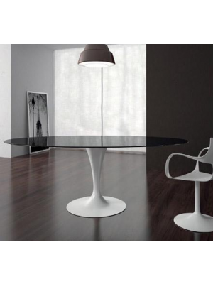 Sales Online Flûte Elliptical H. 74 Table Tempered Glass Top with Metal Base by Sovet.