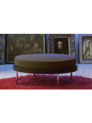 Sales Online G.Round Swivel Pouff Solid Oak Structure Chromed Base with Fabric by Linfa Design. 