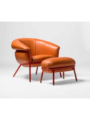 Grasso Bolon A armchair upholstered and coated in leather by BD Barcelona buy online