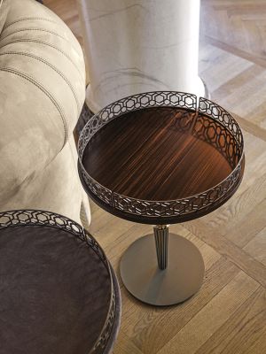 Gueridon with Ring coffee table wooden top metal base suitable for contract use by Longhi buy online