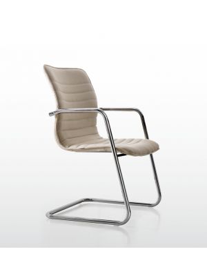 Ice 973 Chair Metal Frame Leather Seat by Quinti Online Sales