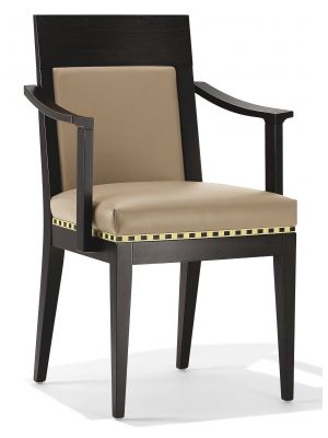 Inlay SSB Chair with Armrests Wooden Frame Leather Seat by Cabas Online Sales
