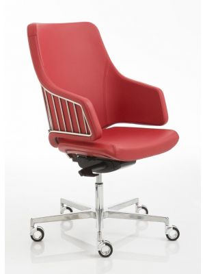 Italia IT7 Desk Chair Aluminum Base Leather Seat by Luxy Online Sales