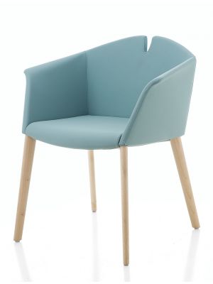 Kuad Wood waiting chair wooden legs ecoleather seat by Kastel online sales