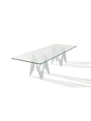 Lambda Double Table Wooden Base Glass Top by Sovet Sales Online