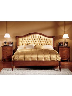 Alice Upholstered Bed Made Wood and Leather Made in Italy by Bianchi Mobili