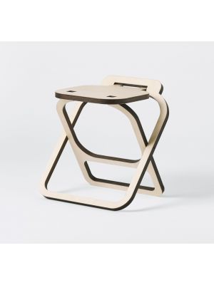 Carletto high design folding low stool birch wood structure by Parva online sales on www.sedie.design now!
