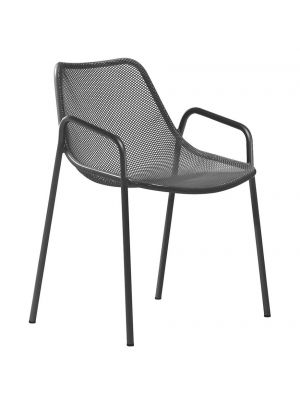 Round 466 stackable chair with armrests steel structure by Emu online sales