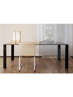 Sales Online Jean Rectangular H.74 Table Top Glass Alluminum or Wood Legs by Sovet.