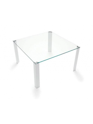 Sales Online Jean Square H.74 Table Top Glass Aluminum or Wood Legs by Sovet.