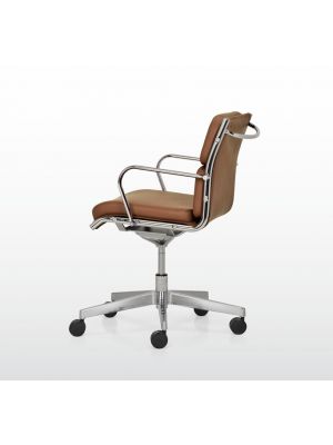 Season Comfort Low Desk Chair Aluminum Base Leather Seat by Quinti Online Sales