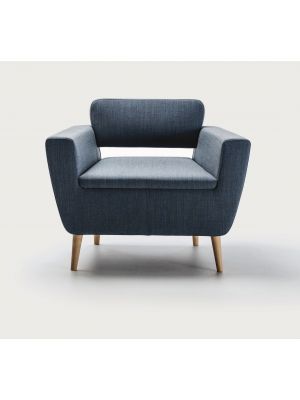 Serie 50 W 8713 low armchair fabric coated wooden legs by LaCividina online sales on Sedie.Design