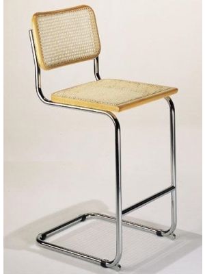 Vienna stool with chromed structure and indian cane seat and backrest buy online sediedesign