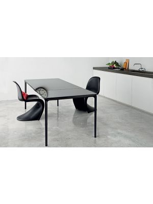 Sales Online Slim 8 H. 74 Extendible Table Aluminum Legs Tempered Glass Top by Sovet.