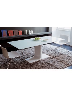 Sales Online Palace Rectangular H. 74 Table Stainless Steel Base Top in Glass or Wood by Sovet.