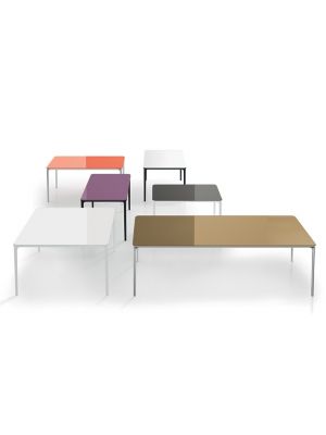 Sales Online Slim 8 H.74 Table Aluminum Legs Tempered Glass Top by Sovet.