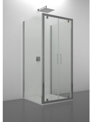 Venere Double Hinged Peninsular Shower Enclosure Glass Doors Aluminum Frame by SedieDesign Online Sales