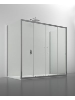 Venere Double Sliding Peninsular Shower Enclosure Glass Doors Aluminum Frame by SedieDesign Online Sales