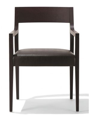 Wien PI Chair with Armrests Wooden Frame Leather Seat by Cabas Online Sales