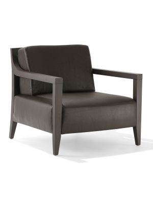 Wien XL Lounge Armchair Wooden Frame Leather Seat by Cabas Online Sales