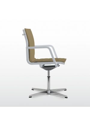 Word Diamond White 3 Waiting Chair Aluminum Base Leather Seat by Quinti Online Sales
