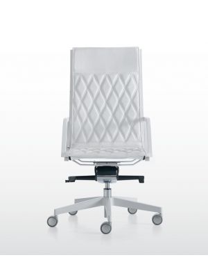 Word Diamond White High Executive Chair Aluminum Base Leather Seat by Quinti Online Sales