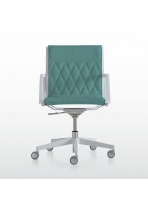 Word Diamond White Low Desk Chair Aluminum Base Leather Seat by Quinti Online Sales