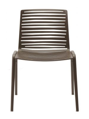 Zebra Chair 400 by Fast Dark Brown Varnished Aluminium Chair Indoor and Outdoor Chair Stackable Chair